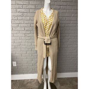 Venus Women's Beige Long Ribbed Sweater With Faux Leather Buckle Size XS